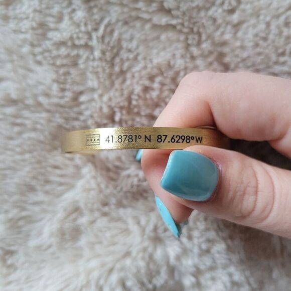 Must Have Jewelry - Chicago Flag Coordinates Gold Bangle